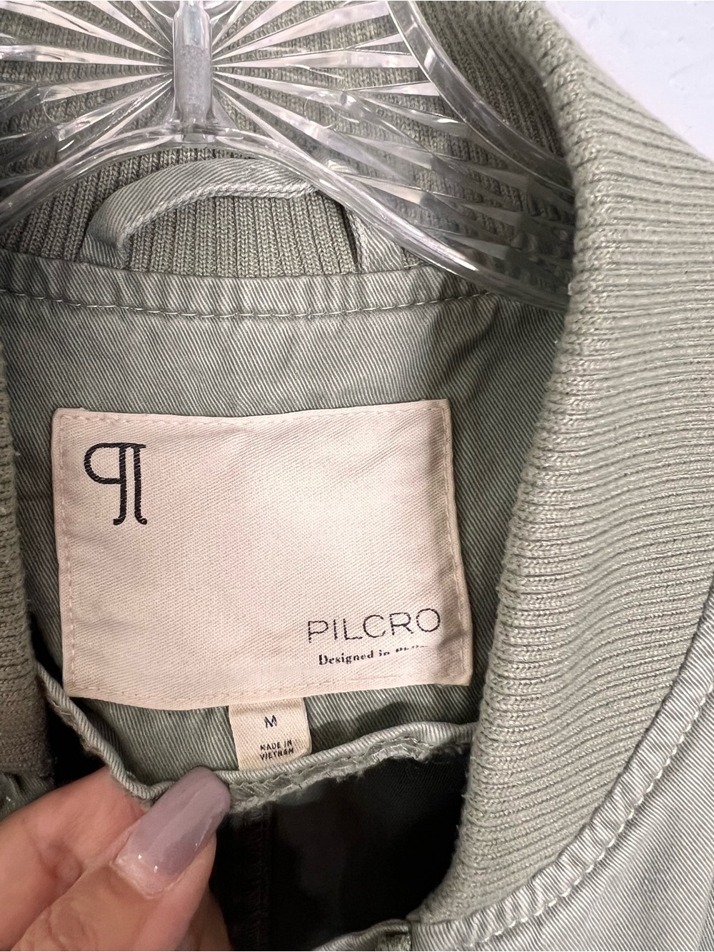 Pilcro Anthropologie Bomber Jacket Women’s Medium Olive Green Crop B26 - Picture 5 of 9